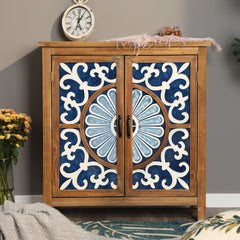 2-Door Retro Carved Accent Cabinet