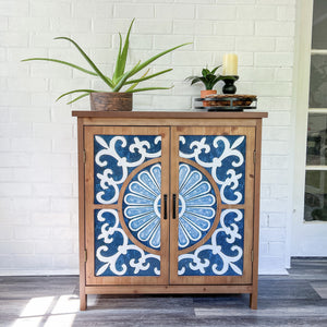 2-Door Retro Carved Accent Cabinet