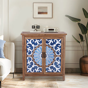 2-Door Retro Carved Accent Cabinet