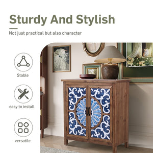 2-Door Retro Carved Accent Cabinet
