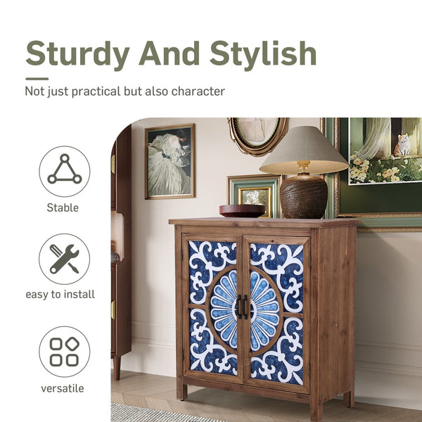 2-Door Retro Carved Accent Cabinet