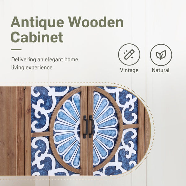 2-Door Retro Carved Accent Cabinet