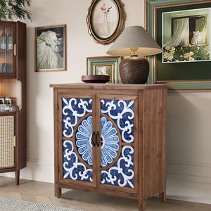 2-Door Retro Carved Accent Cabinet