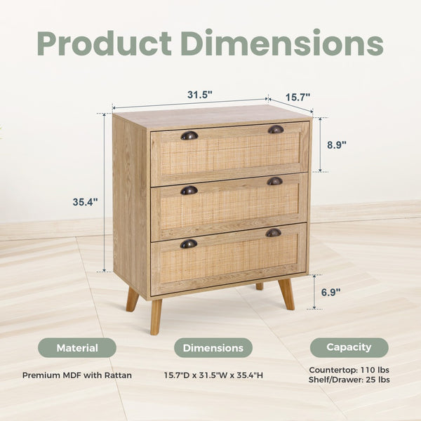 Natural Rattan Storage Cabinet and Chest of Drawers