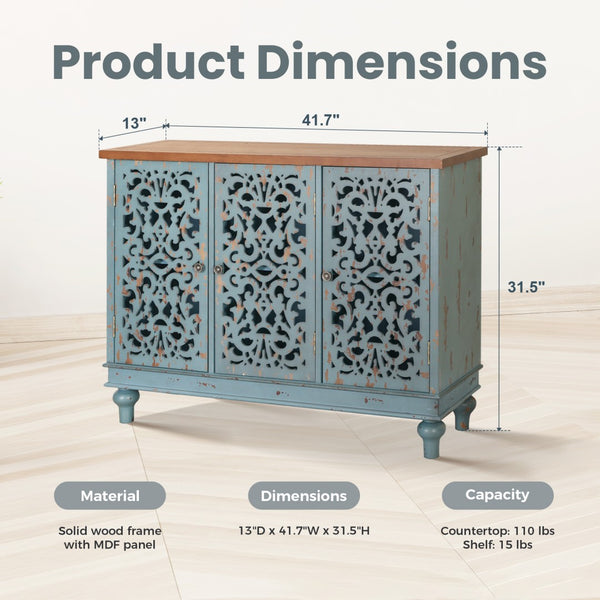 Accent Storage Cabinet with Decorative Carved