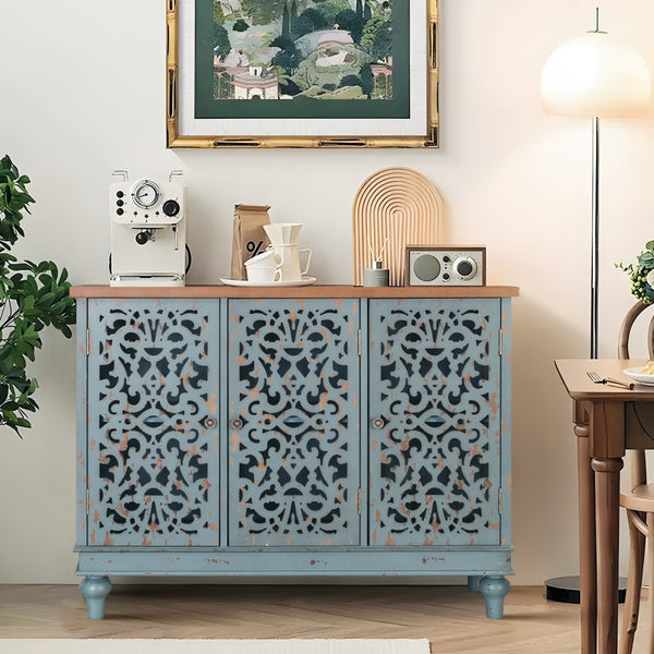 Accent Storage Cabinet with Decorative Carved