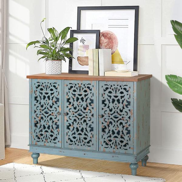 Accent Storage Cabinet with Decorative Carved