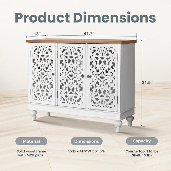 Accent Storage Cabinet with Decorative Carved