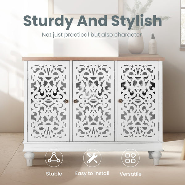 Accent Storage Cabinet with Decorative Carved