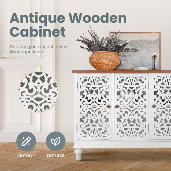 Accent Storage Cabinet with Decorative Carved