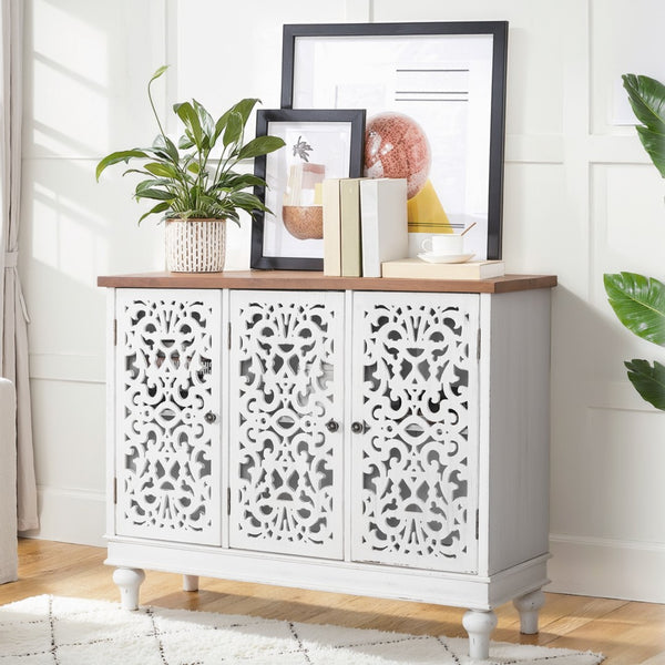 Accent Storage Cabinet with Decorative Carved