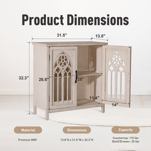 Warm White Hollowed Church Window Accent Cabinet