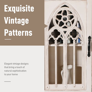Warm White Hollowed Church Window Accent Cabinet