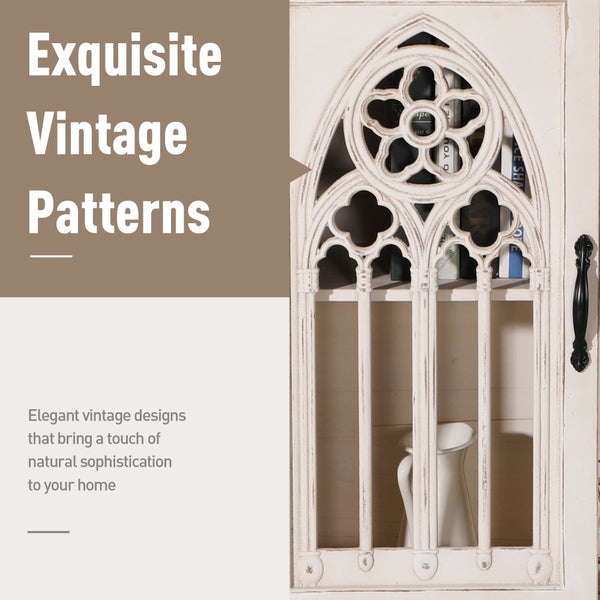 Warm White Hollowed Church Window Accent Cabinet