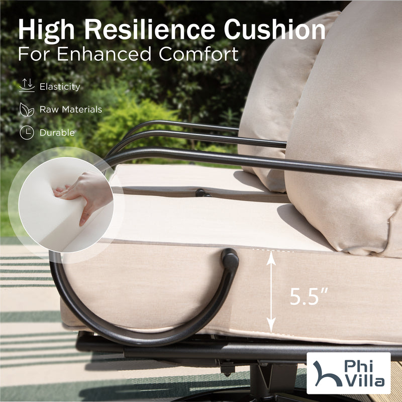 Phi Villa 7-Seater Outdoor Elegant Sofa Set With Love Seat & Metal Coffee Table