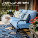 9-Seater Outdoor Metal Diamond Sofa Sets with Fire Pit Table