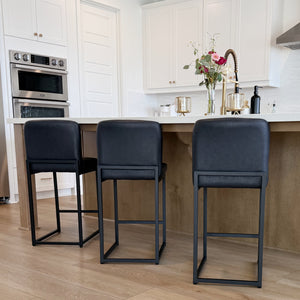 24 Inch Counter Height PU Leather Bar Stool with Backrest