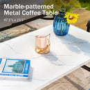 7-Seater Patio Metal Wave Sofa Set with Coffee Table & Ottomans