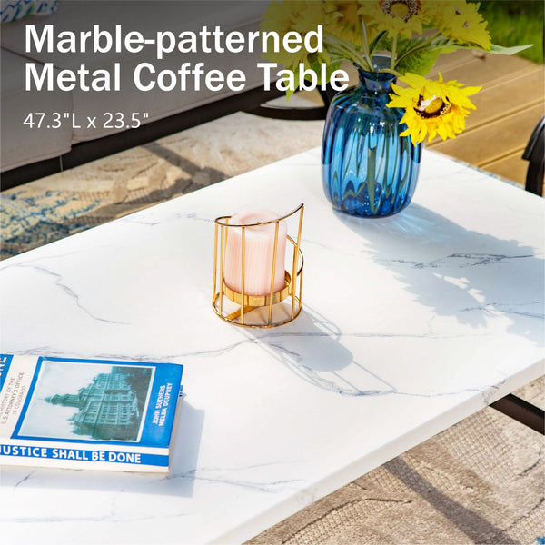5-Seater Patio Metal Diamond Sofa Set with Coffee Table