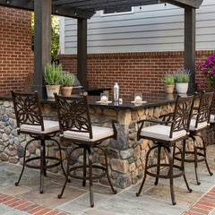 Antique Cast Aluminum Patio Pub Height Rust-free Swivel Bar Stools Set