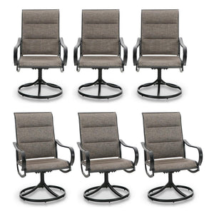 6 gray swivel dining chairs with upgraded padded seats