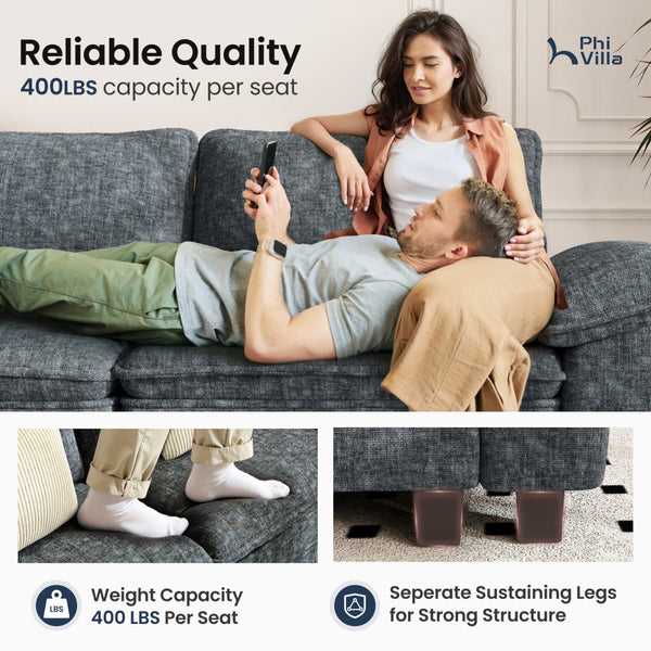 Briar Chenille Living Room Sofa Cloud-like Modular Sectional with Ottoman