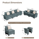 Living Room Sofa Modular Sectional Cloud-like Couch Teal Chenille Large Set