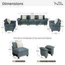 Living Room Sofa Teal Chenille Cloud-like Couch Modular Sectional Large Set