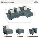 Living Room Modular Sectional Sofa Couch Cloud-like Chenille with Ottoman