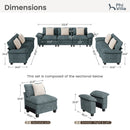 Living Room Sofa Teal Chenille Cloud-like Couch Modular Sectional Large Set
