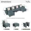 Living Room Modular Sectional Sofa Couch Cloud-like Chenille with Ottoman
