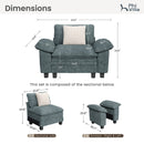 Cloud-like Living Room Lounge Chair of Teal Chenille Fabric