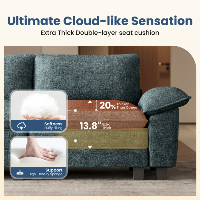 Living Room Modular Sectional Sofa Couch Cloud-like Chenille with Ottoman