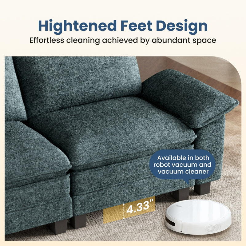 Cloud-like Living Room Lounge Chair of Teal Chenille Fabric