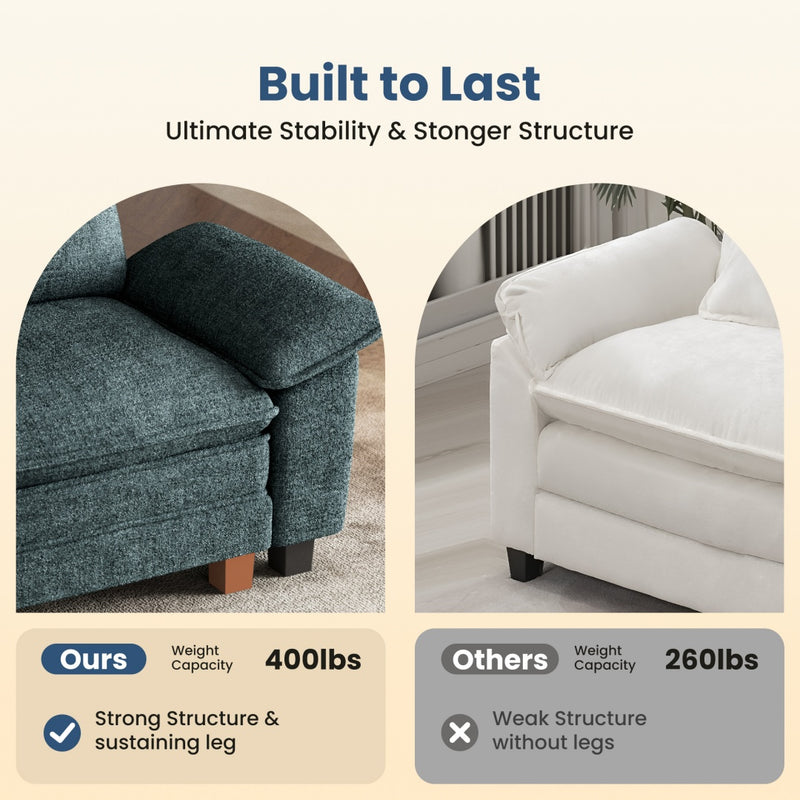Living Room Modular Sectional Sofa Couch Cloud-like Chenille with Ottoman