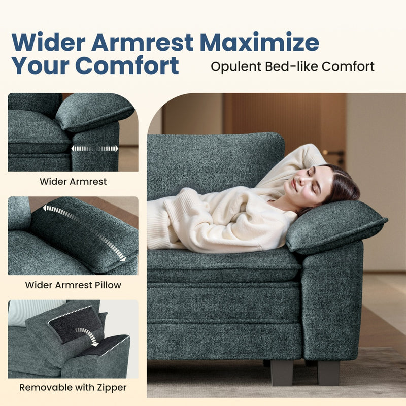 Living Room Modular Sectional Sofa Couch Cloud-like Chenille with Ottoman