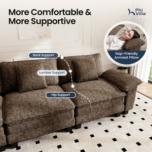 Briar Chenille Living Room Sofa Cloud-like Modular Sectional with Ottoman