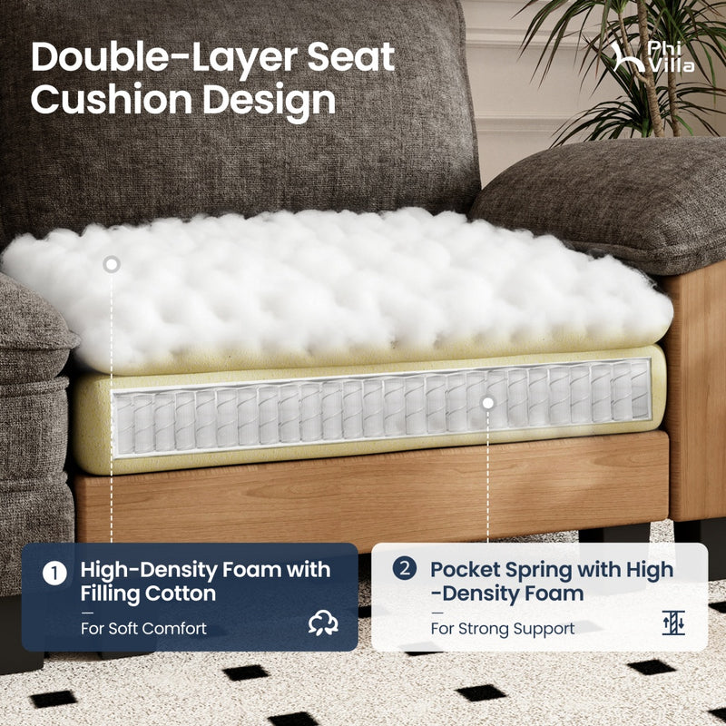 Chenille Living Room Sofa Couch Cloud-like Modular Sectional with Ottoman