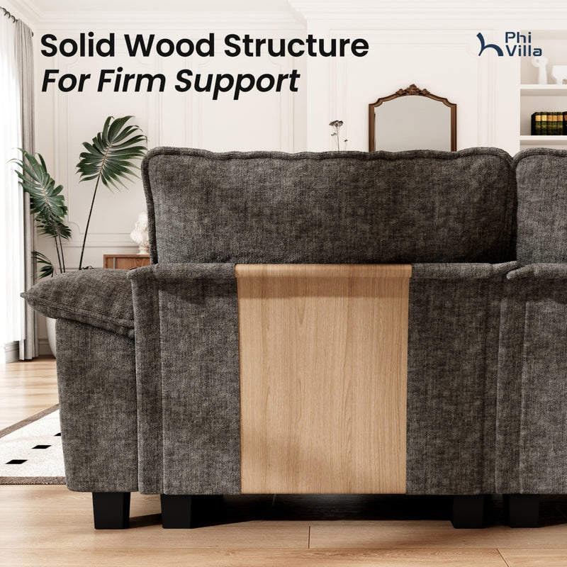 Chenille Living Room Sofa Couch Cloud-like Modular Sectional with Ottoman