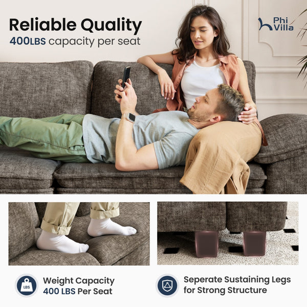 Briar Chenille Living Room Sofa Cloud-like Modular Sectional with Ottoman