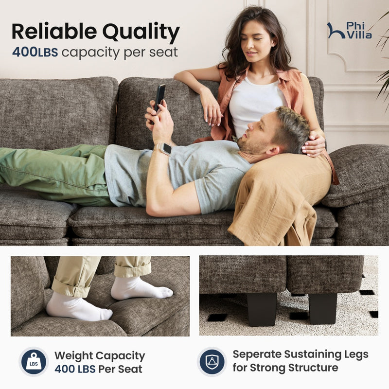 Chenille Living Room Sofa Couch Cloud-like Modular Sectional with Ottoman