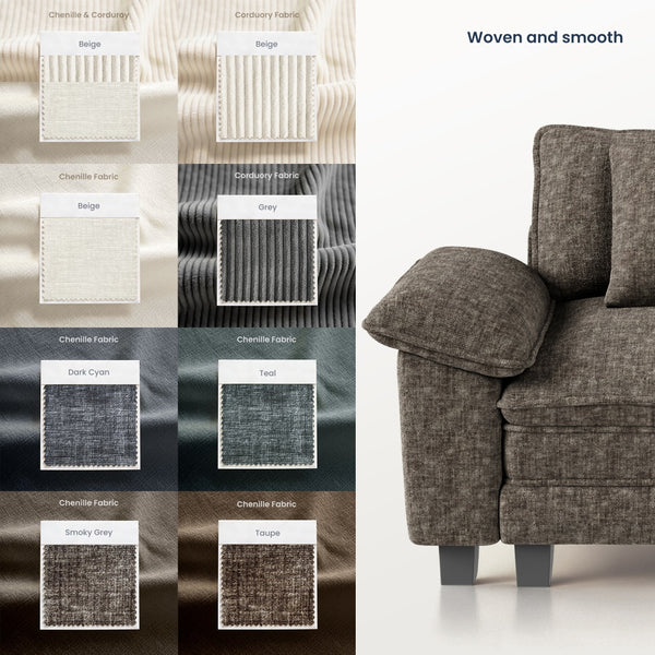 Briar Chenille Living Room Sofa Cloud-like Modular Sectional with Ottoman