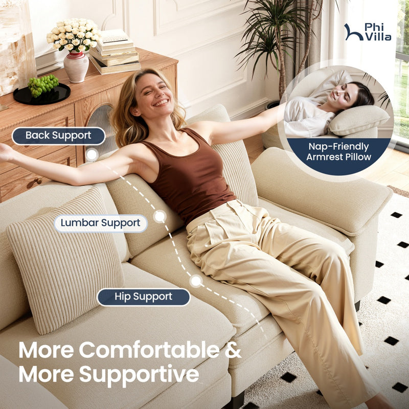 Living Room Sofa Modular Sectional Cloud-like Couch Chenille Large Set