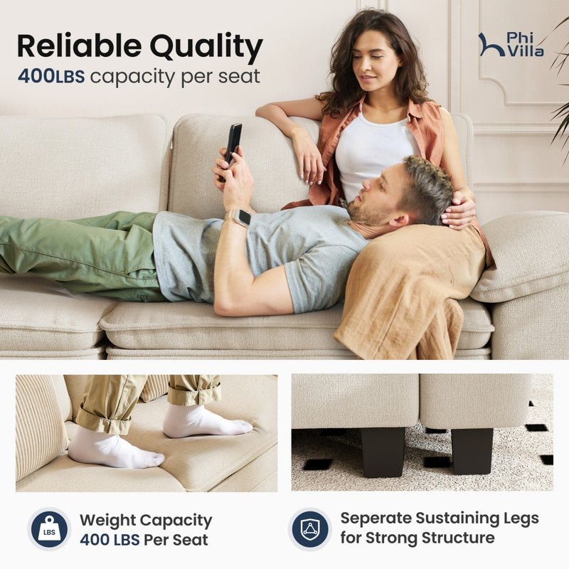 Living Room Sofa Modular Sectional Cloud-like Couch Chenille Large Set