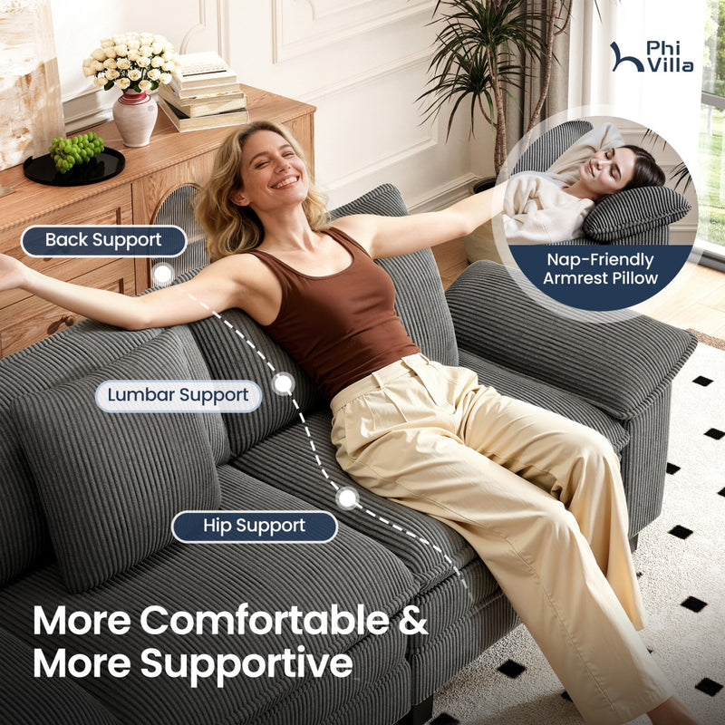 Cloud-like Living Room Sofa Couch Modular Sectional Corduroy Large Set