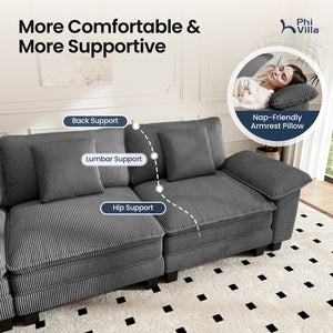 Briar Living Room Sofa Corduroy Cloud-like Couch Modular Sectional Large Set