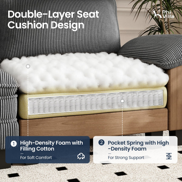 Briar Cloud-like Living Room Sofa Couch Modular Sectional Corduroy Large Set