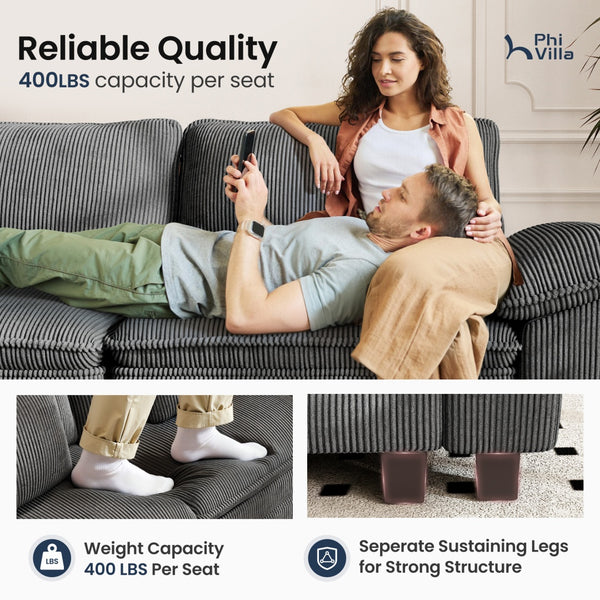 Briar Cloud-like Living Room Sofa Couch Modular Sectional Corduroy Set