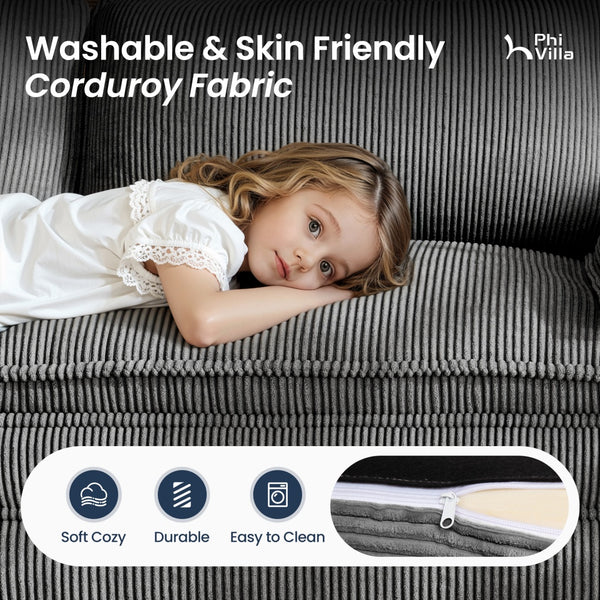 Briar Cloud-like Living Room Sofa Couch Modular Sectional Corduroy Set