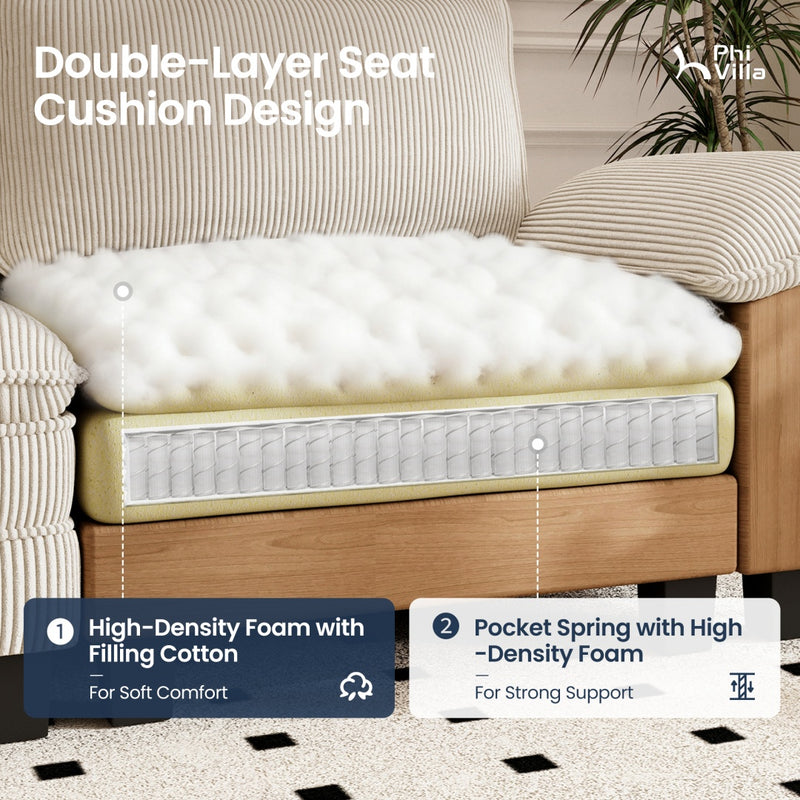 Cloud-like Living Room Sofa Couch Modular Sectional Corduroy Large Set